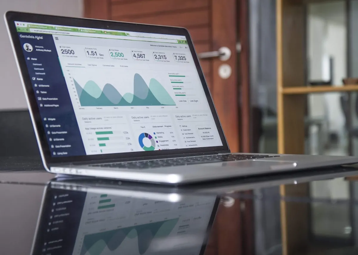 Data analytics dashboard showing product metrics